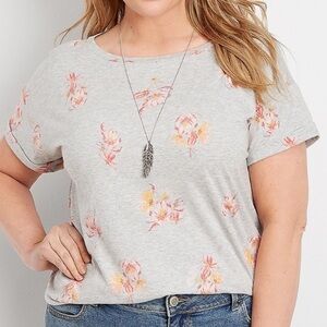 Maurice’s 24/7 Grey And Pink Floral T-Shirt Size Medium